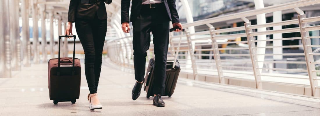 Two corporate client on thier way to board thier flight